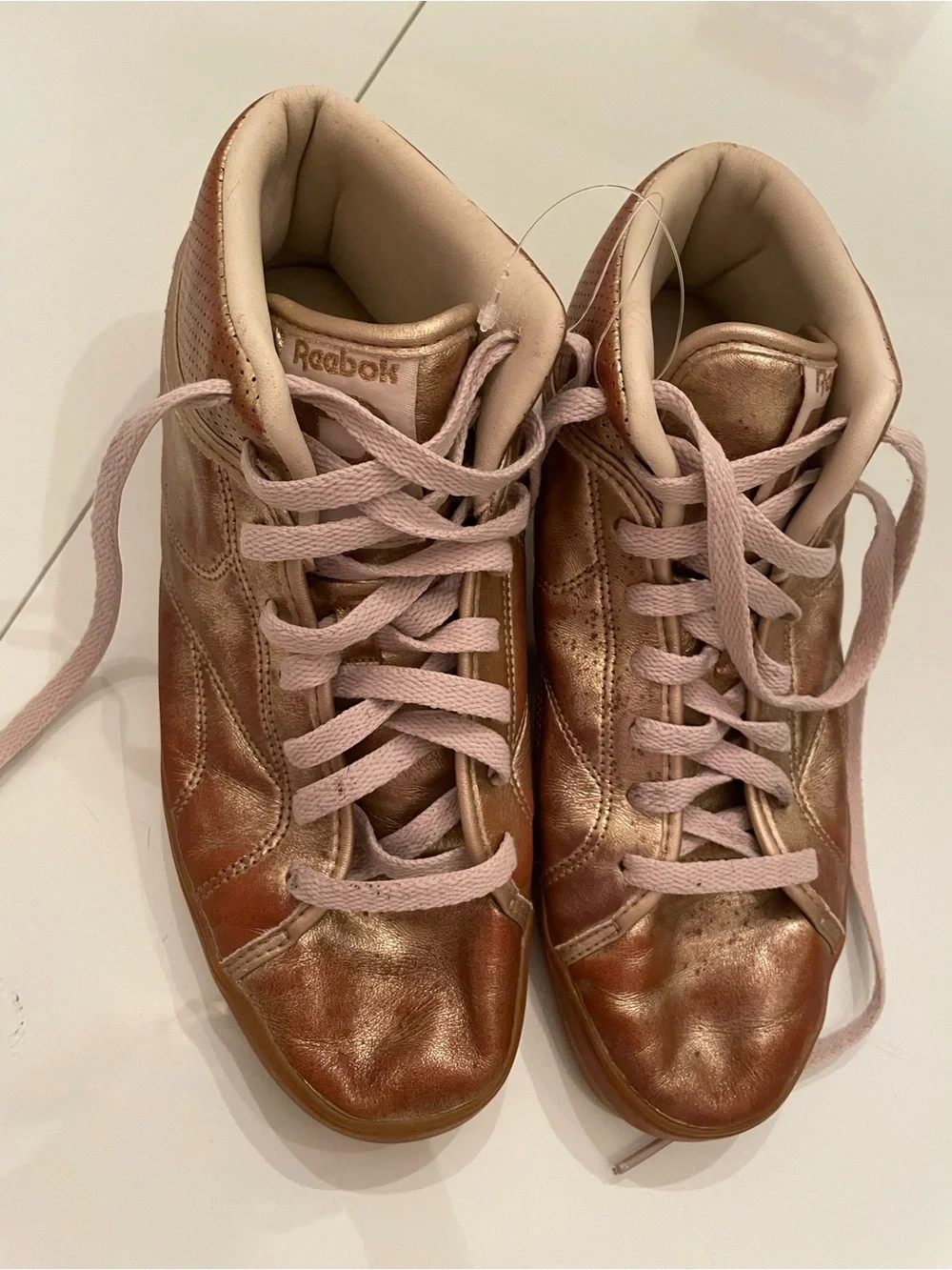 Reebok Metallic Rose Gold High-Top Sneakers